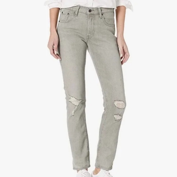 Levi's 505 C Straight Leg Gray Distressed Jeans 26x30 - Picture 6 of 7